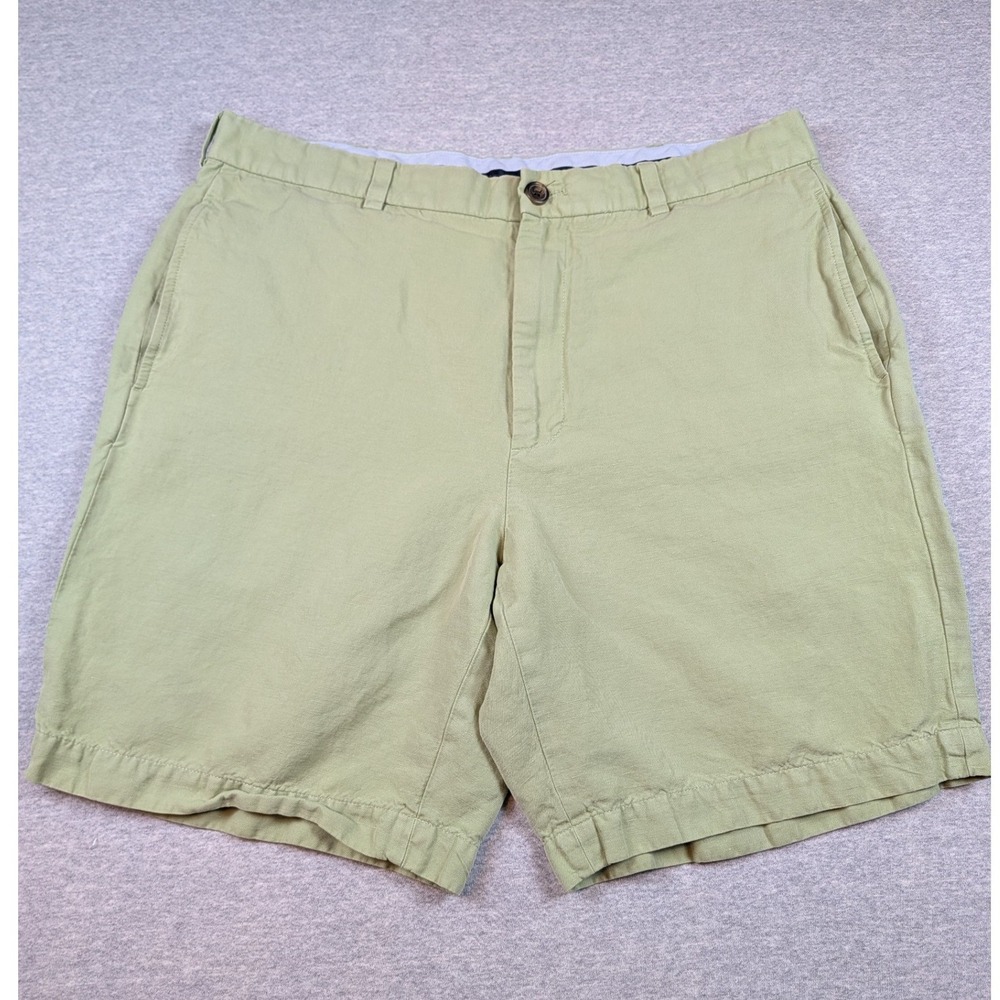 Brooks Brothers Mens Sage Green Linen Cotton Blend Chino Shorts Size 36 8 Inseam